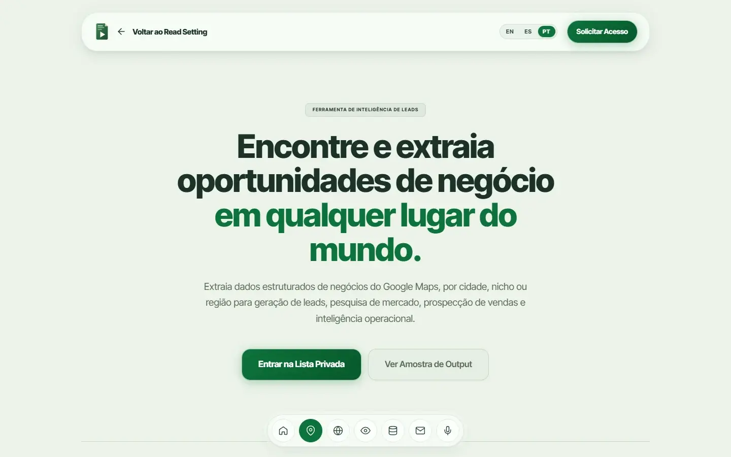 Página de apresentação do Atlas Prospect.