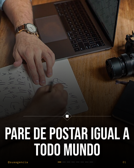 O post “Pare de postar igual a todo mundo”, com o aviso “Conteúdo de IA” embaixo do nome do perfil